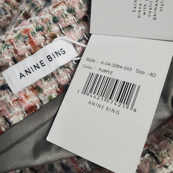 Anine Bing Women's 40 Adalynn Purple Tweed Short Office Mini Skirt New with Tag. - Picture 7 of 8